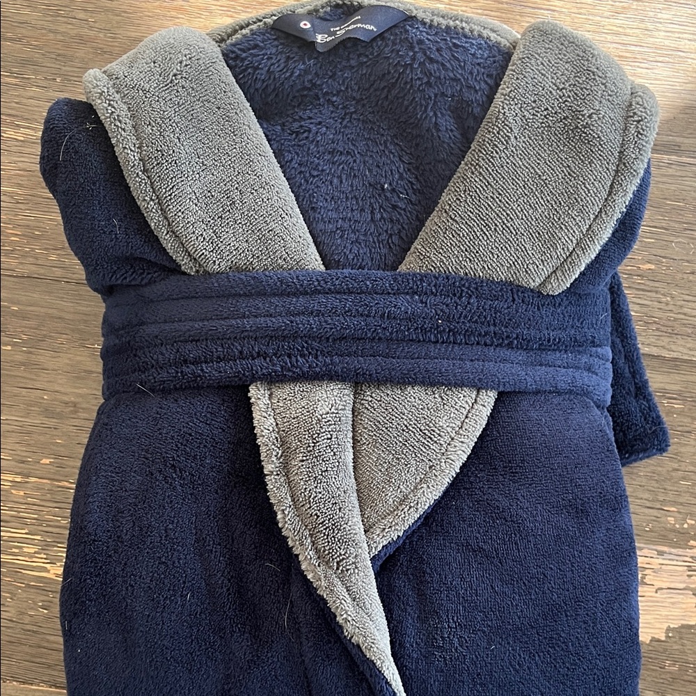 Ben Sherman Navy and Charcoal Plush Robe
